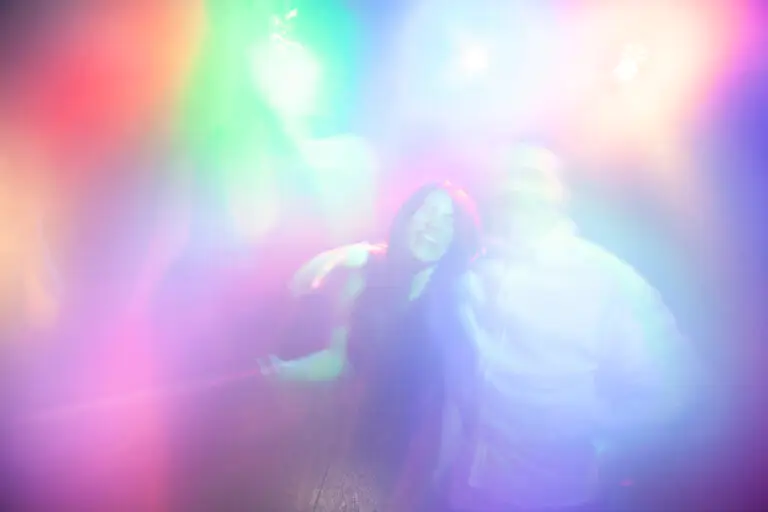 A couple dancing with a trippy camera effect